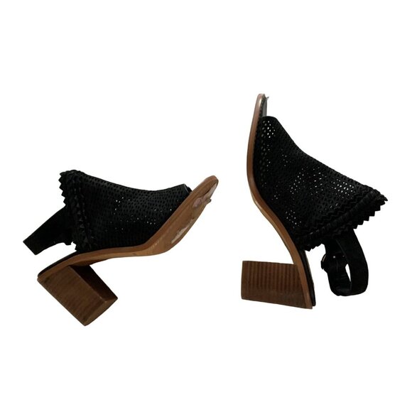 Vince Camuto Womens Size 7 Black Peep Toe Sandals Shoes 3 in Block Heel Lazer Cu - Picture 6 of 6